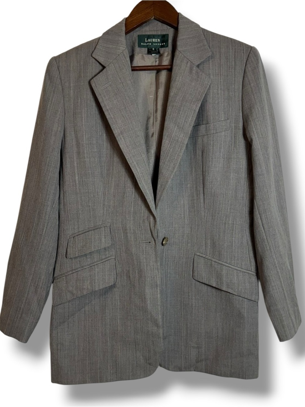Lauren Ralph Lauren Gray Wool Vintage Women's Blazer 6